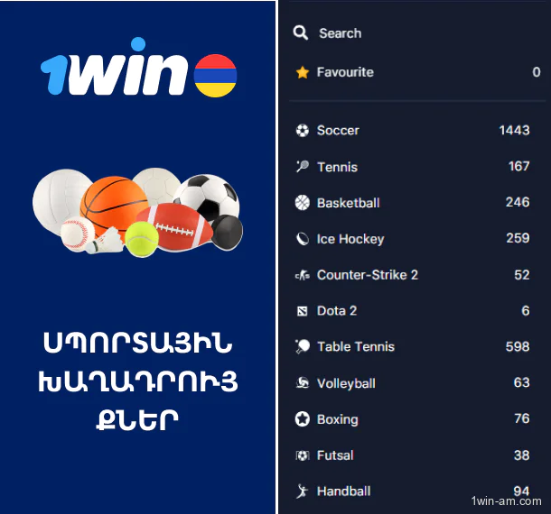 Սպորտային խաղադրույքներ 1Win-ում՝ նախախաղային և ուղիղ